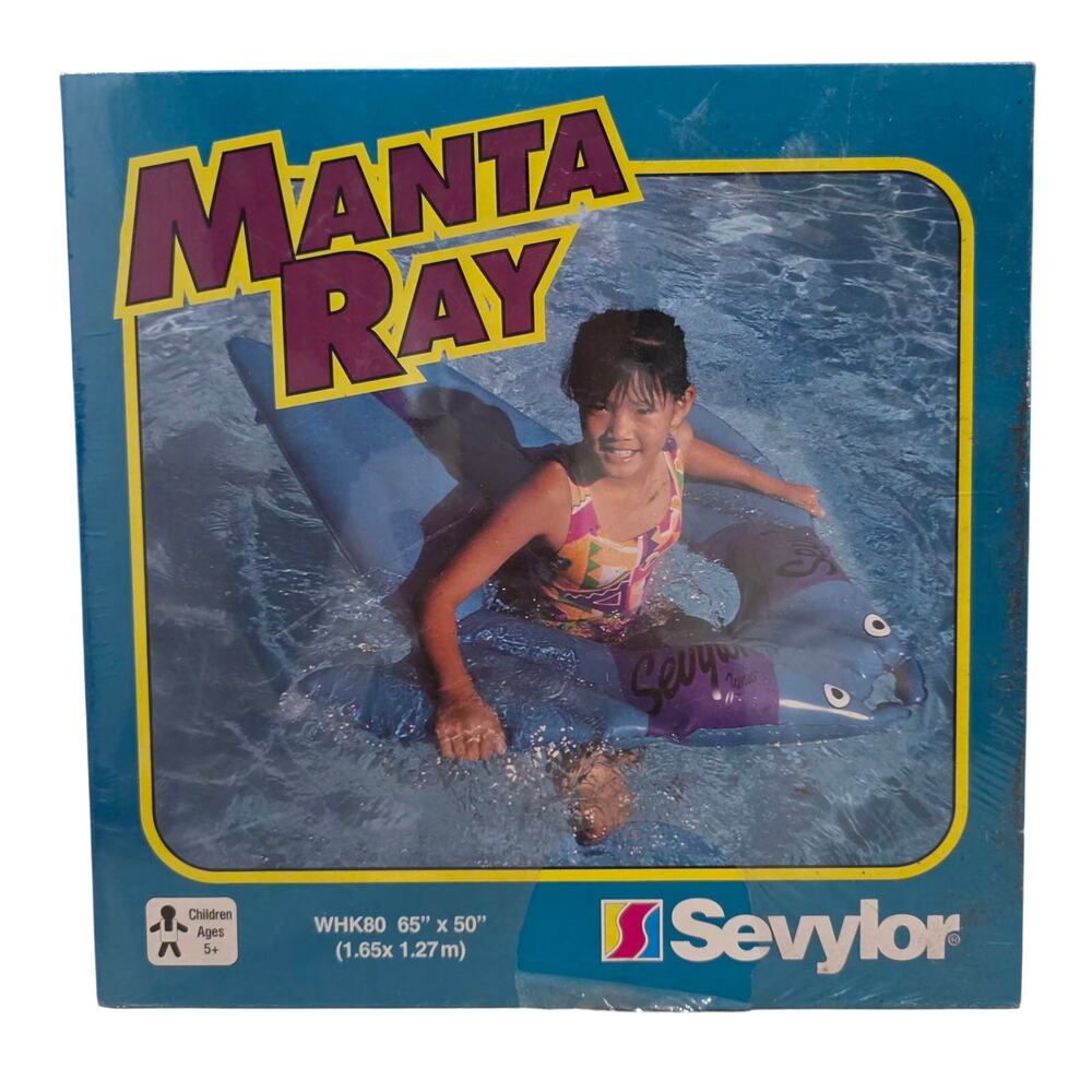 Vintage Sevylor Manta Ray Inflatable Pool Beach 65" x 50" Brand New Sealed